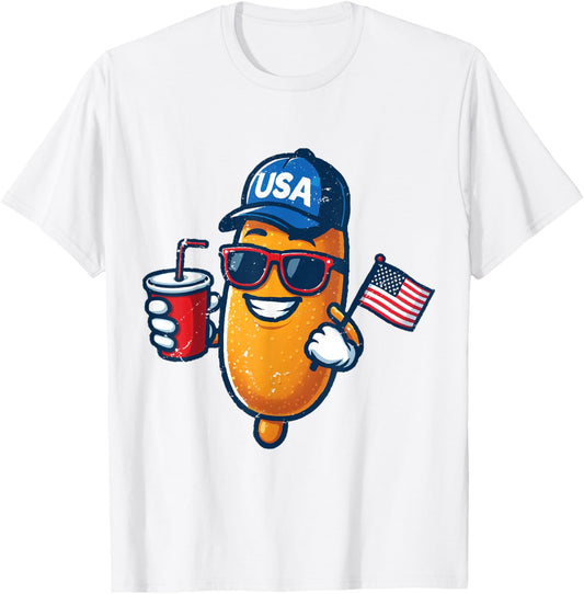 Funny Corn dog 4th Of July shirt Patriotic American Flag USA T-Shirt