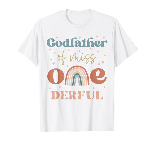 Godfather of Miss Onederful Boho Rainbow First Birthday T-Shirt