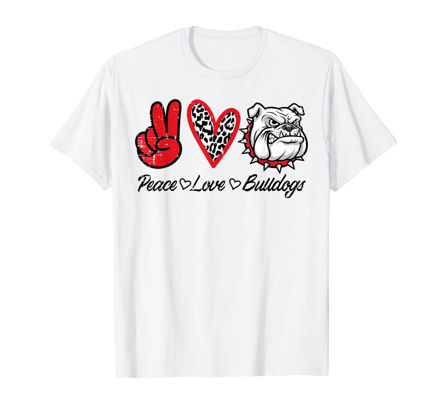 Peace Love Bulldog Men Kids Boys Girls Youth Women Teen T-Shirt