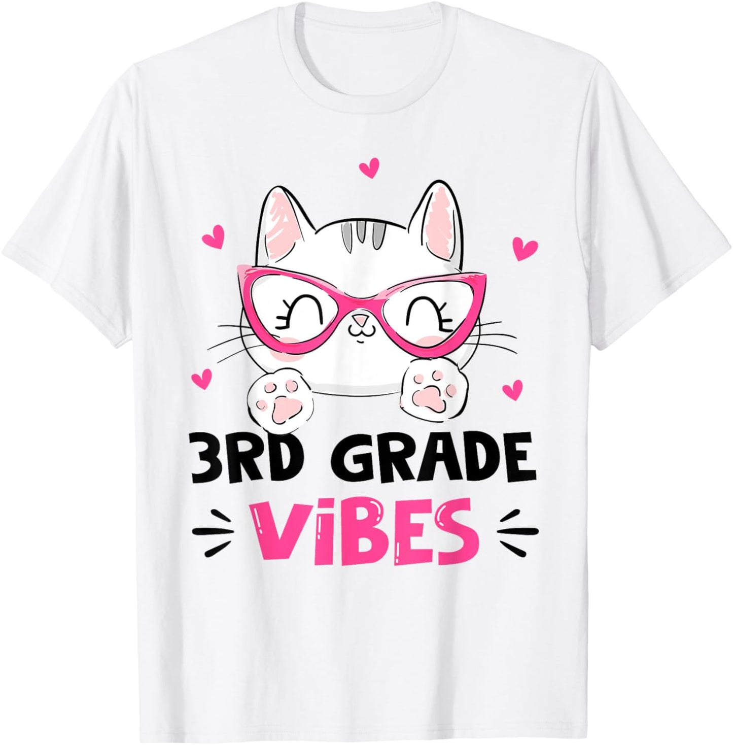Third 3rd Grade Vibes Back to School Cute Cat Cute For Girls T-Shirt