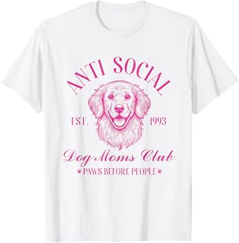 Anti Social Dog Moms Club Shirt Vintage Funny Dog Lover Mama T-Shirt