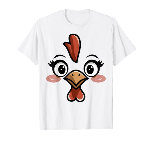 Novelty Last Minute Easy Halloween Party Stuff Halloween Chicken Face T-Shirt Women Kids Blue, White Size Small Classic Fit Round Collar Short Sleeve Cotton 60%, Polyester 40%