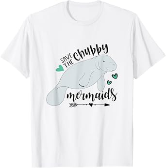Save The Chubby Mermaid Top Walrus Lover Present Seahorse T-Shirt