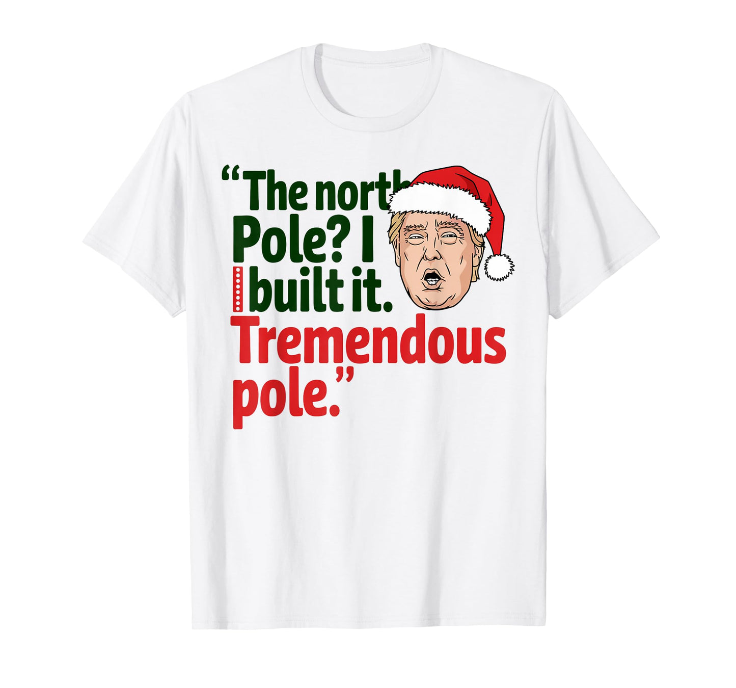 Santa Hat Trump Make Christmas Great Again Funny Unisex-Adults Kids White Short Sleeve Modern Letter Print Lightweight Cotton Blend T-Shirt Small