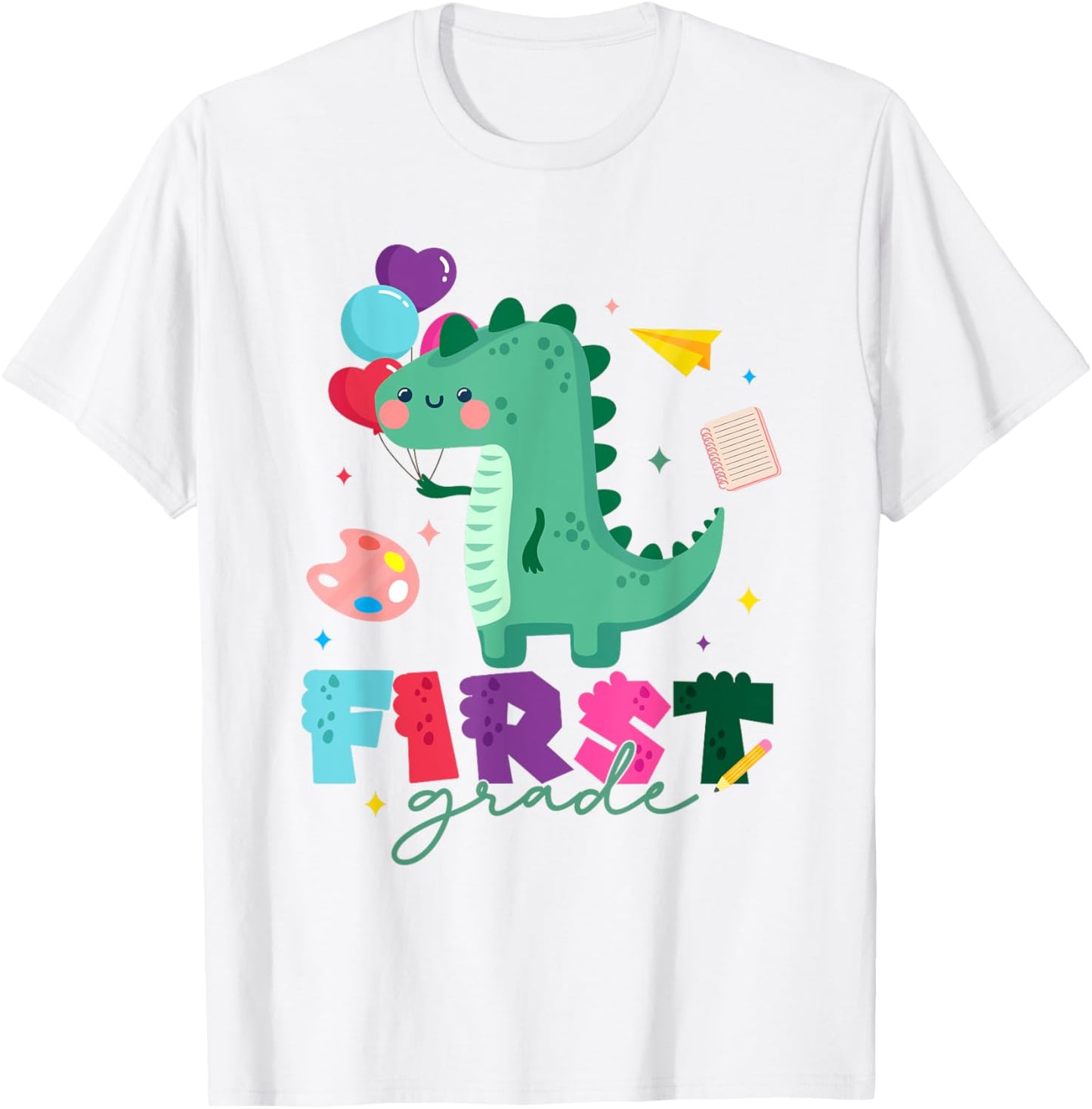 Funny First Grade Cute Dinosaur First Day of School for Kids T-Shirt