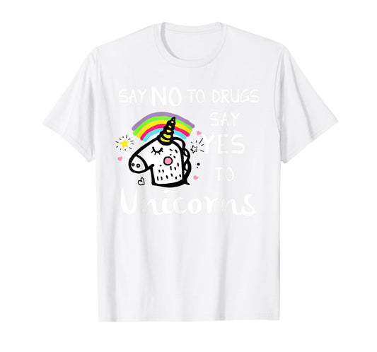 Red Ribbon Week Kids Youth Say No Say Yes to Unicorns T-Shirt