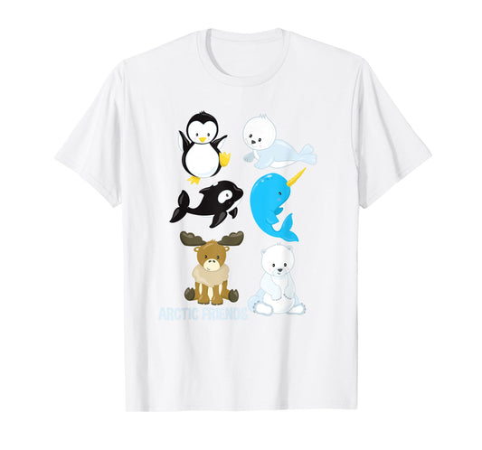 Arctic Animals Penguin Seal Whale Polar Bear Narwhal T-Shirt T-Shirt