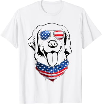 Labrador 4th of July Patriotic American Flag Labrador Dog T-Shirt