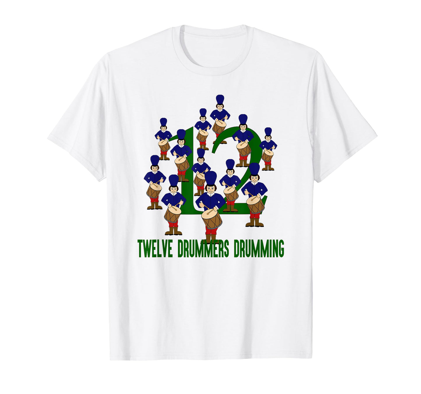 Twelve Drummers Drumming T-Shirt Song 12 Days Christmas Tee T-Shirt