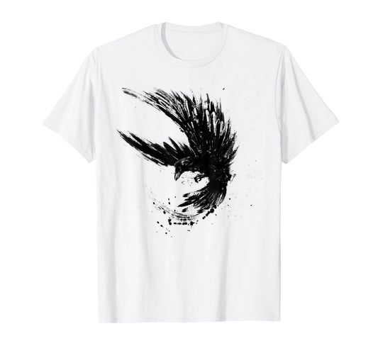 Raven T-Shirt, Crow Raabe Motif, Women's Men's Hoodie Black T-Shirt
