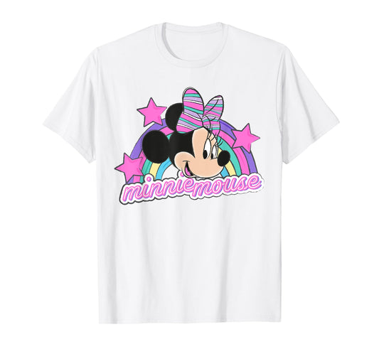 Minnie Mouse - Face With Rainbow And Stars T-Shirt