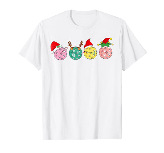 Christmas Pickleball Player Xmas Lights Reindeer ELF Women T-Shirt