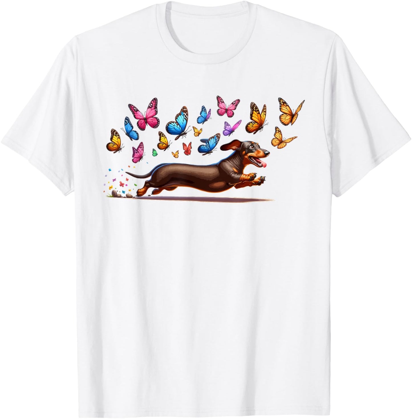 Cute Dog Cute Dachshund With Butterflies T-Shirt