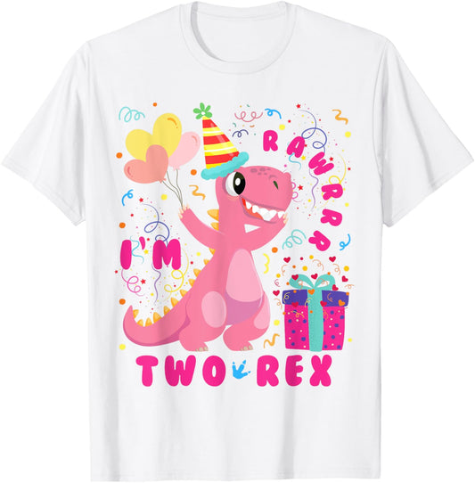 Girl 2nd Birthday Two Rex Second 2 Year Old Dinosaur match T-Shirt