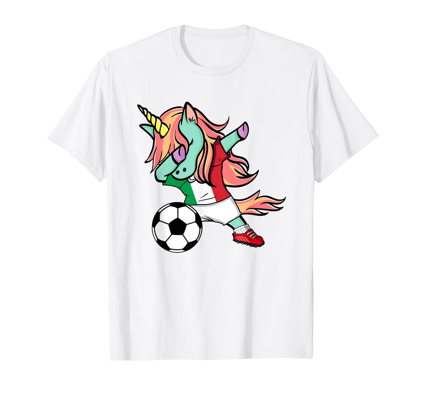 Dabbing Unicorn Italy Soccer Jersey Italian Football Lovers T-Shirt