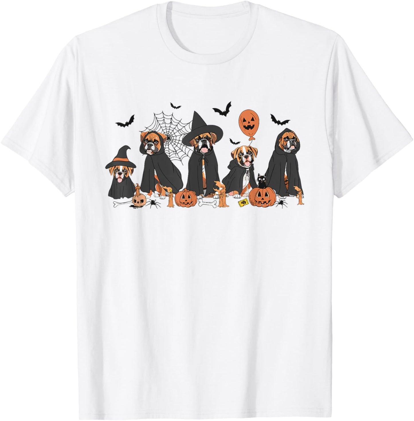 Five Witch Boxer Dog Halloween Boxer Dog Spooky Season Women T-Shirt