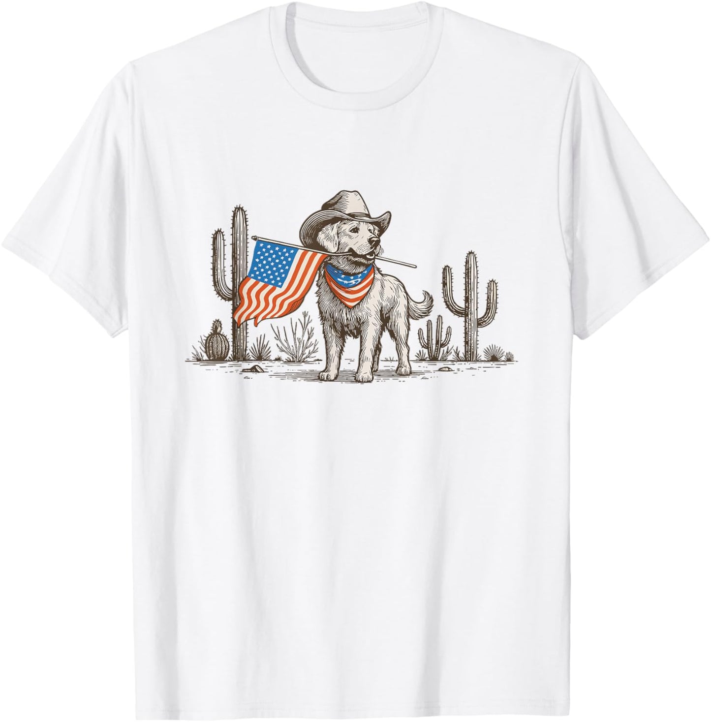 American Flag Golden Retriever 4th Of July Western Dog Mom T-Shirt