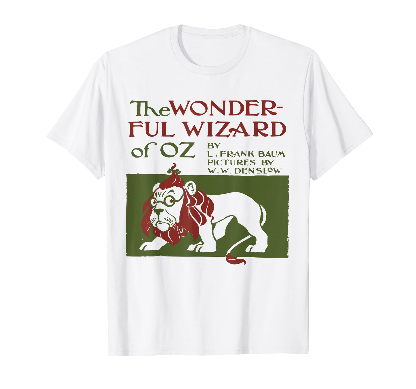 Vintage Classic Book Cover Wizard of Oz, Cowardly Brave Lion T-Shirt