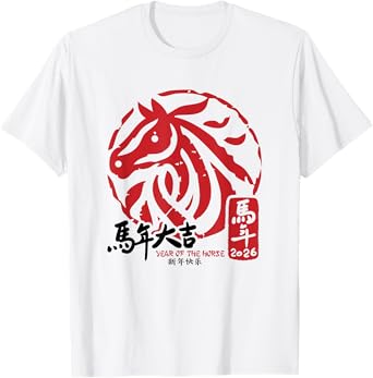 Year Of The Horse Lunar New Year 2026 Chinese Zodiac Horse T-Shirt