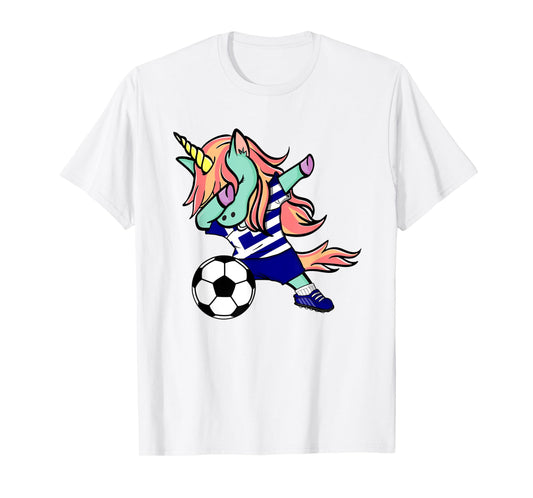 Dabbing Unicorn Soccer Greece Jersey Shirt Greek Football T-Shirt