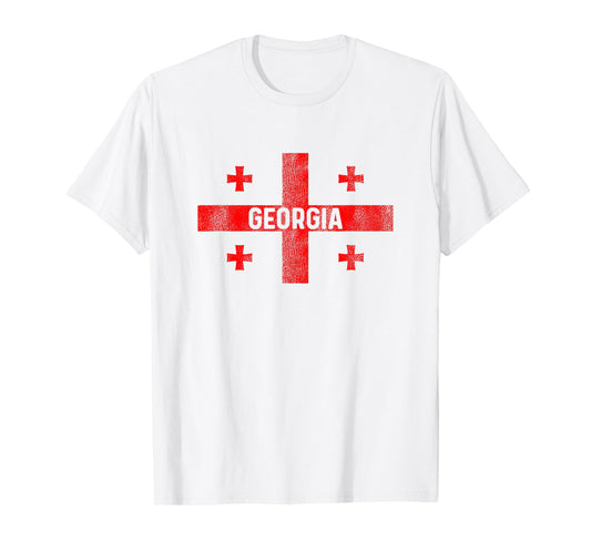 Vintage Georgian Flag Retro Georgia Country Souvenir Gift T-Shirt
