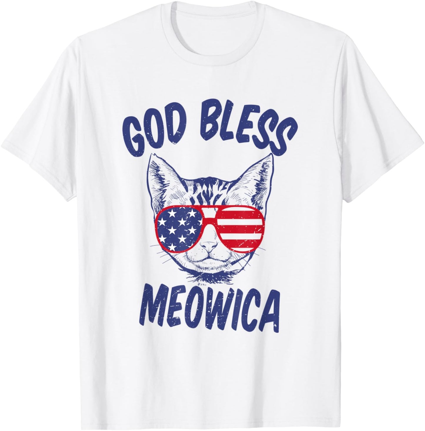 God Bless Meowica Shirt. Funny Fourth of July Cat T-Shirt