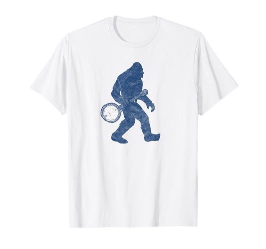 Bigfoot & Banjo - Sasquatch Silhouette Retro Bluegrass T-Shirt