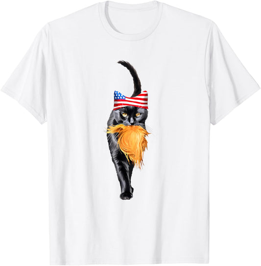 Funny Childless Cat Lady With Trump Hair Vote Kamala 2024 T-Shirt