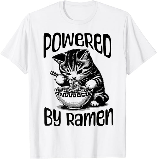 Powered by Ramen Kitten Fun Japanese Ramen Noodle Cat Lover T-Shirt