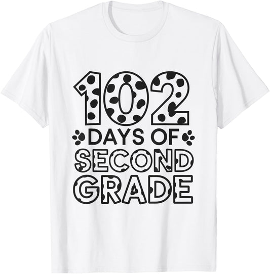 102 Day Of 2nd Grade Dalmatian Dog Lovers Student Or Teacher T-Shirt