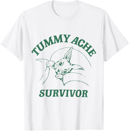 Tummy Ache Survivor Funny Rabbit Meme Bunny Lover T-Shirt