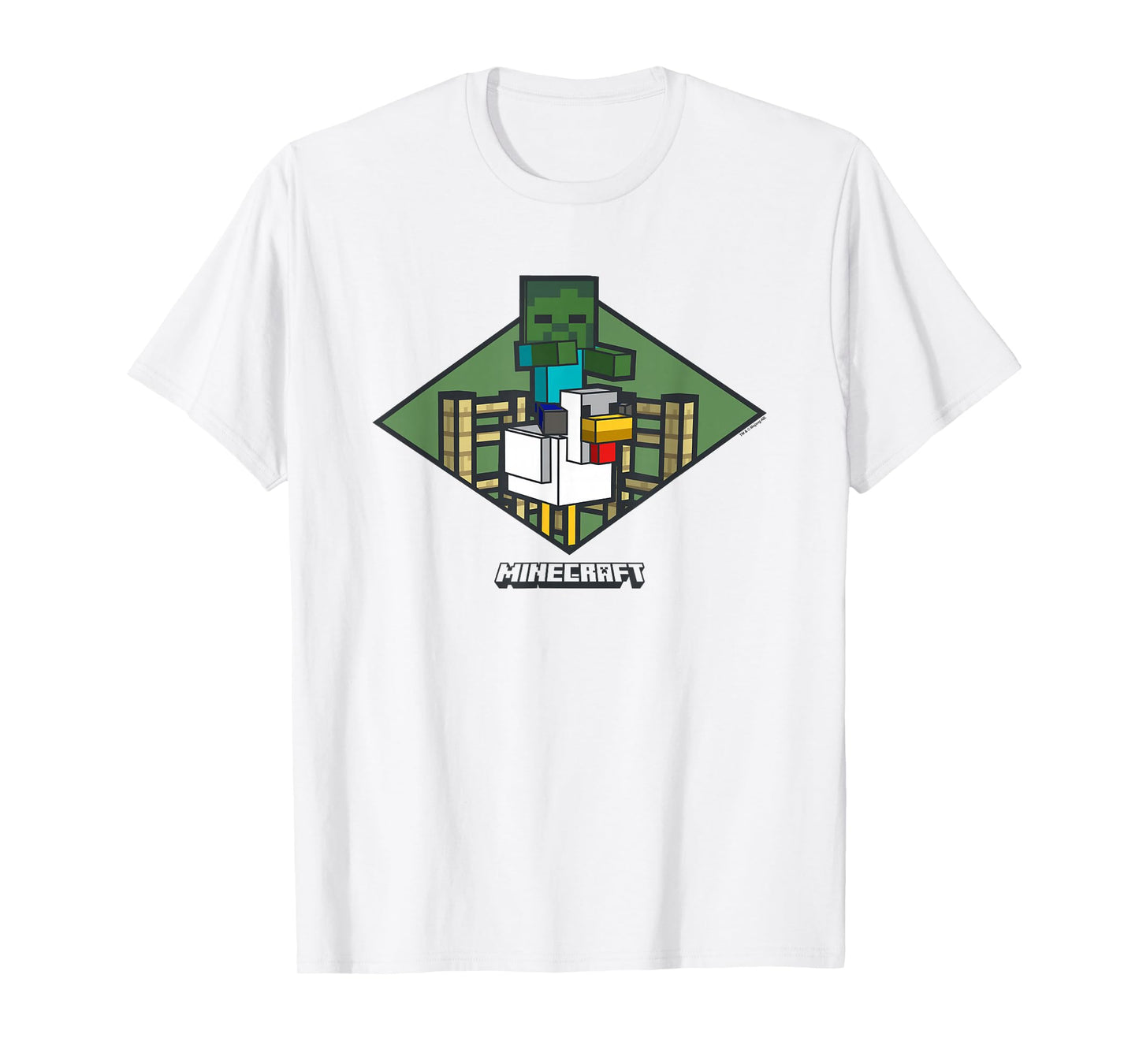 Minecraft Chicken Jockey Vintage Badge Logo T-Shirt