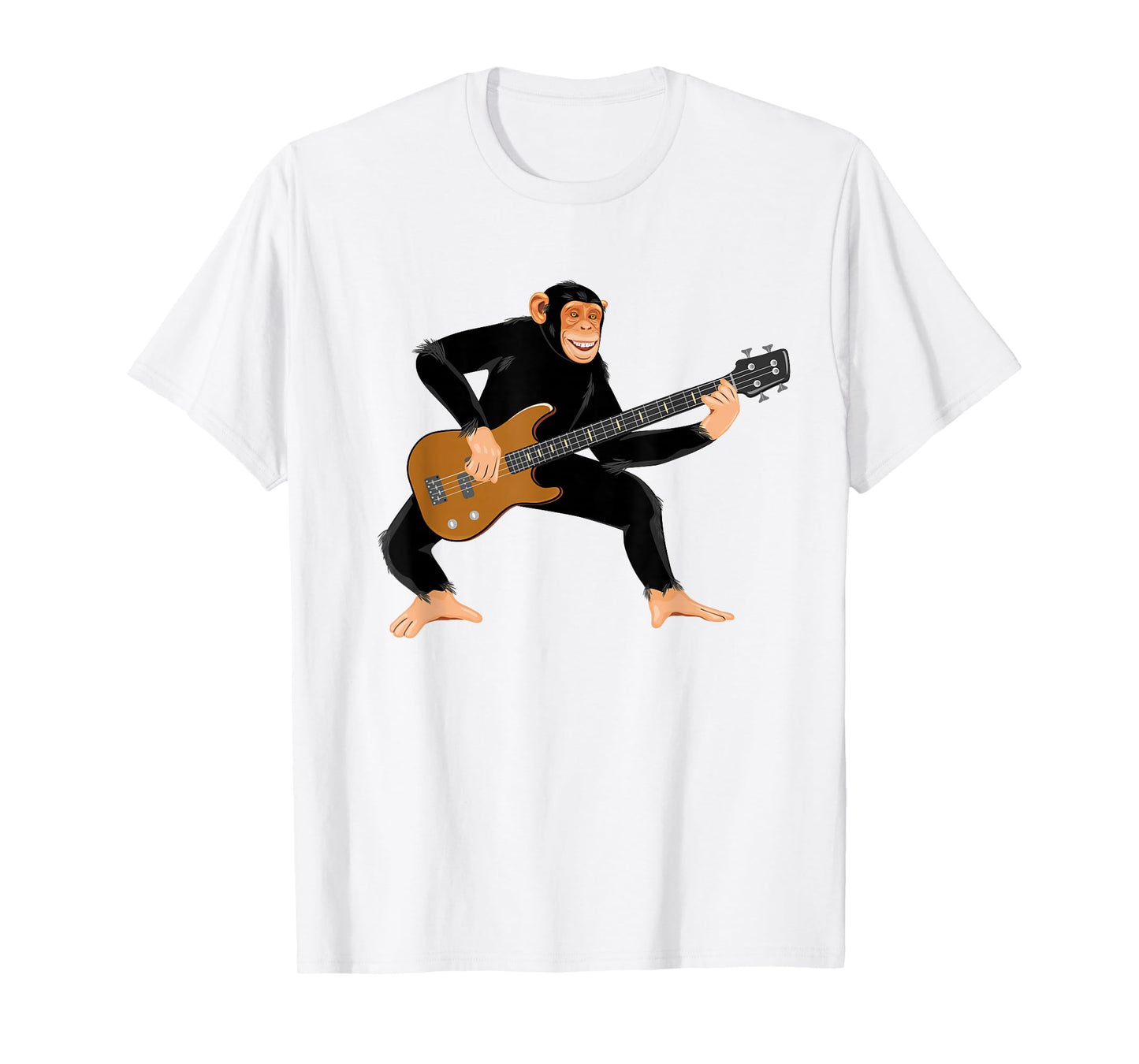 Chimpanzee Playing Electric Bass Guitar. Funny Monkey Shirt T-Shirt