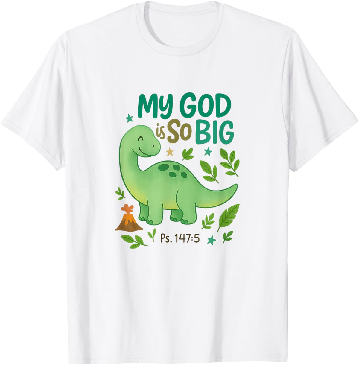 Cute Dinosaur Bible Verse Kids Christian Kids Faith Wear T-Shirt