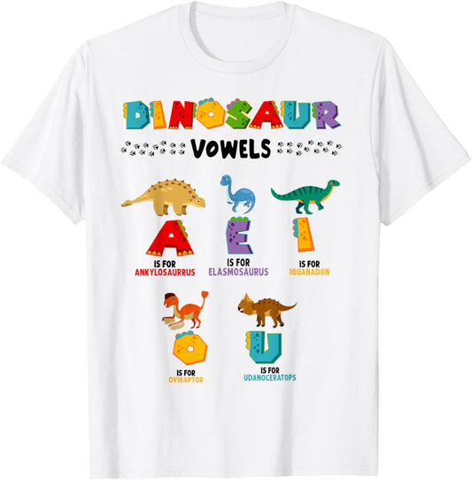 Dinosaur Vowels Alphabet Idea For Kids & Teacher Alphabet T-Shirt