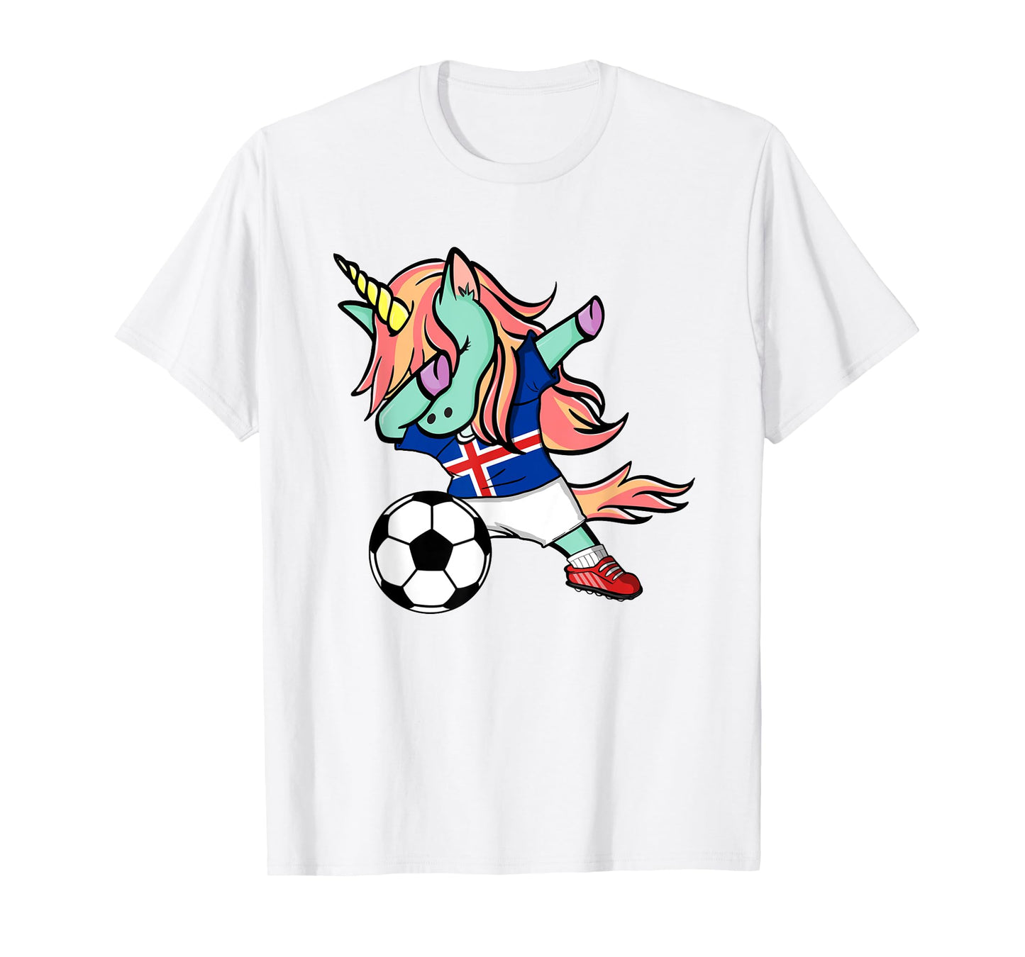 Dabbing Unicorn Soccer Iceland Jersey Icelandic Football Tee T-Shirt