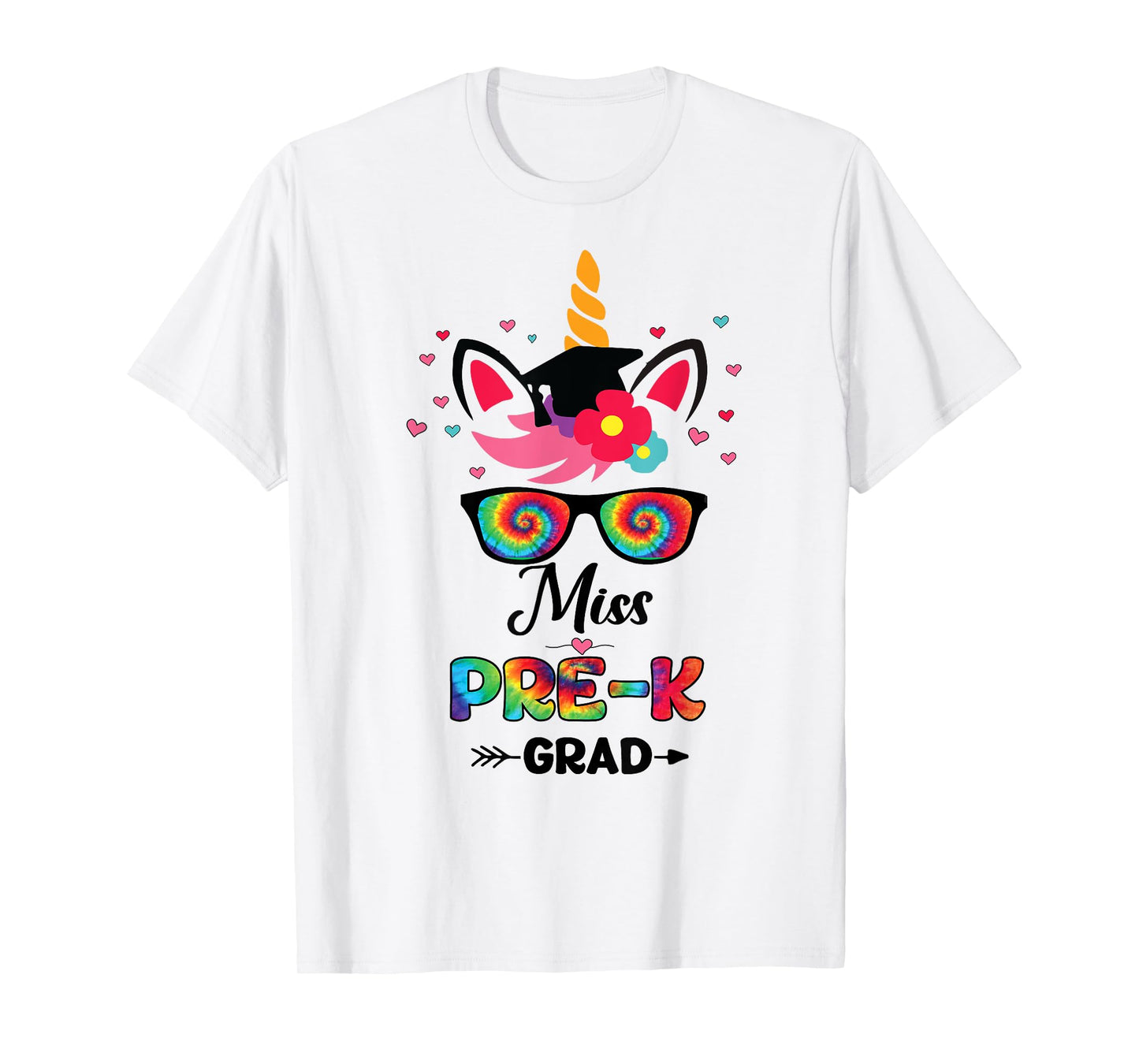 Unicorn Miss Pre-k Grad with Glasses Preschool Graduation T-Shirt
