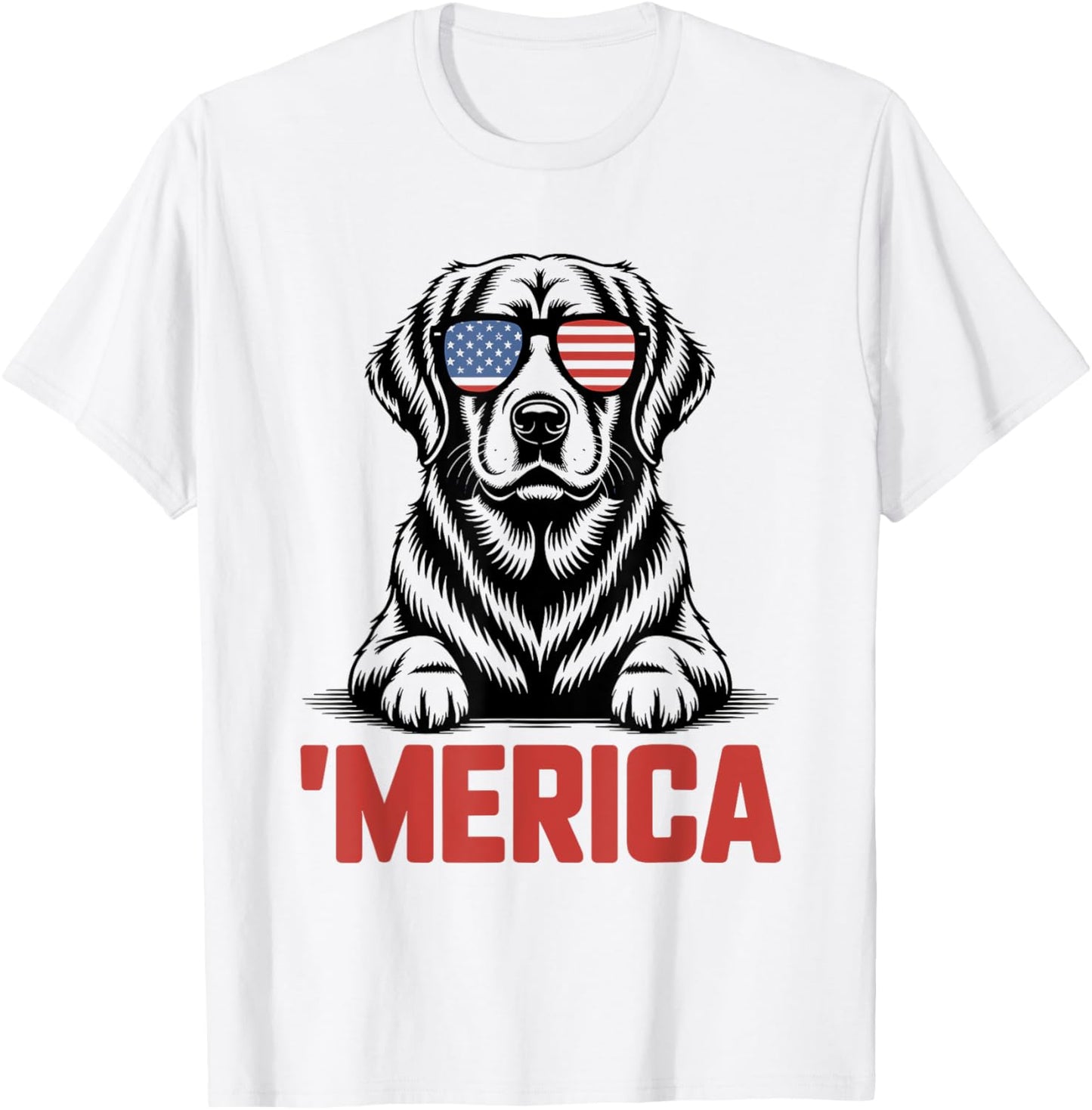 Merica Golden Retriever American Flag Patriotic Dog Owner T-Shirt