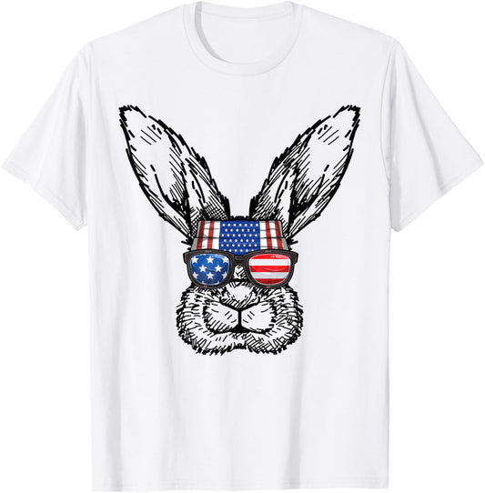 Patriotic Bunny American Flag USA Funny 4th Of July Rabbit T-Shirt