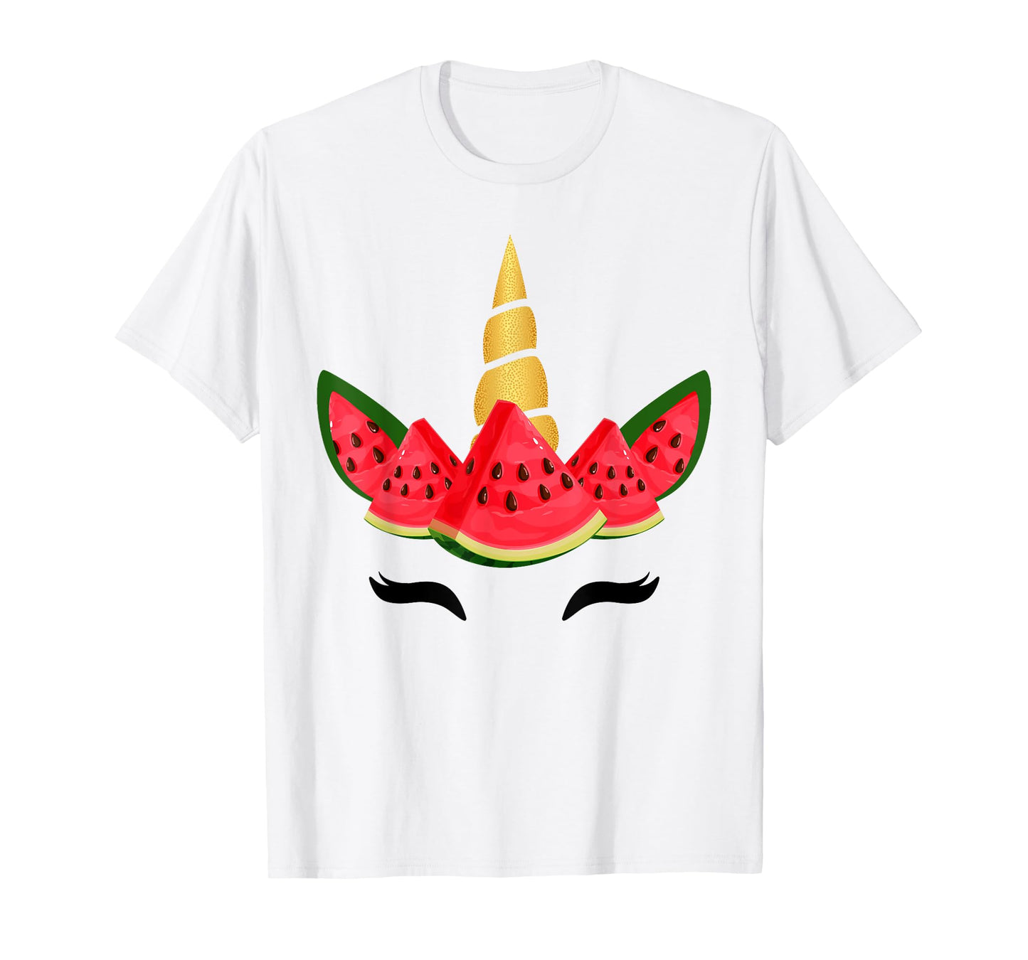 Cute Unicorn Face & Watermelon Slice Summer Vacation Kids T-Shirt