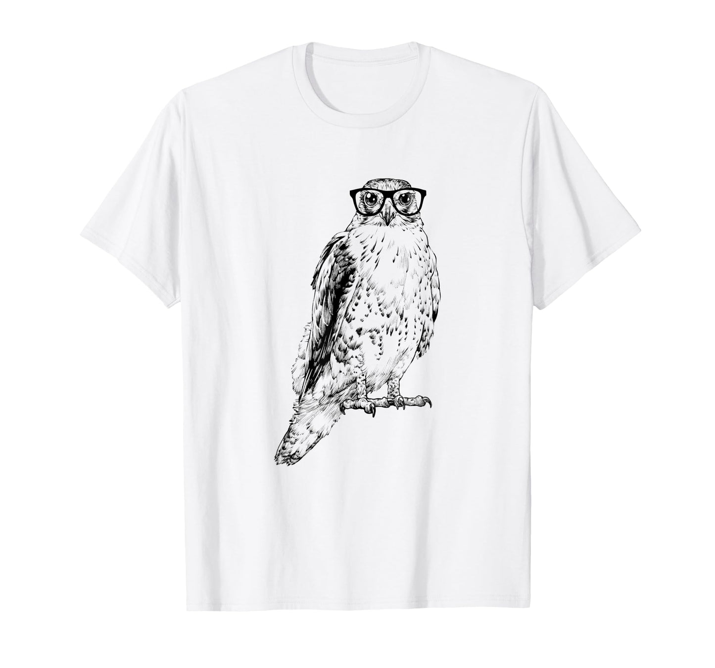 Hipster Hawk in Nerd Glasses Bird Animal T-Shirt