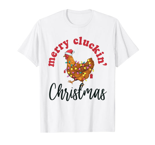 Merry Cluckin' Christmas Funny Chicken Santa Xmas Lights T-Shirt