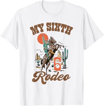 My Sixth Rodeo Retro Western 6th Birthday Country Cowboy T-Shirt