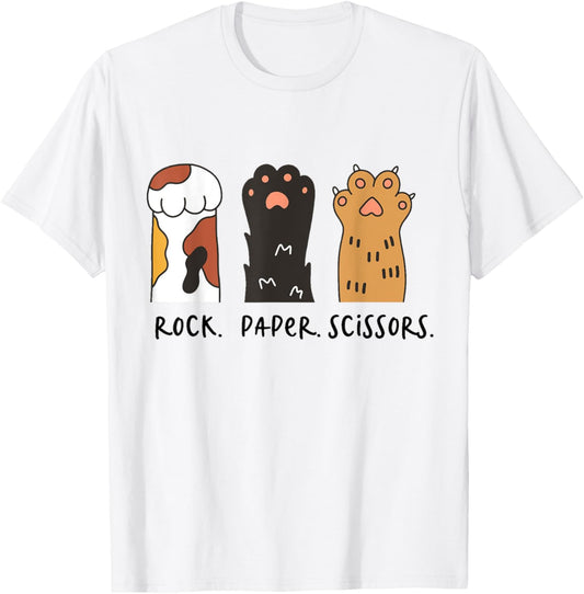 Funny Cat Rock Paper Scissors Cute Cat Paws Kids Toddler Boy T-Shirt
