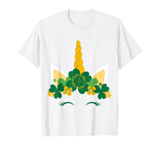 Kids St Patricks Day Unicorn Face Shamrock Pattys Toddler T-Shirt