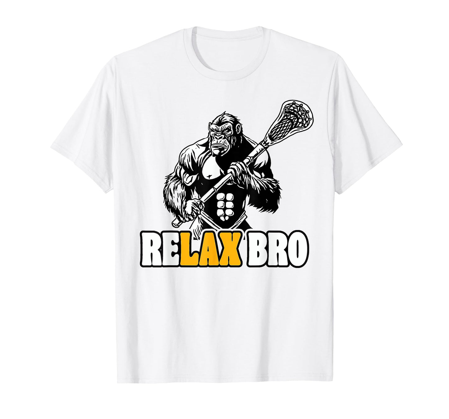 ReLax Bro Funny Gorilla Lacrosse Player Animal Lax T-Shirt