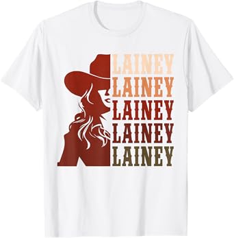 Girl Retro First Name Lainey Personalized Cowgirl Party T-Shirt