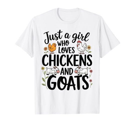 Just A Girl Who Loves Chicken And Goats Farming Farmer Women T-Shirt