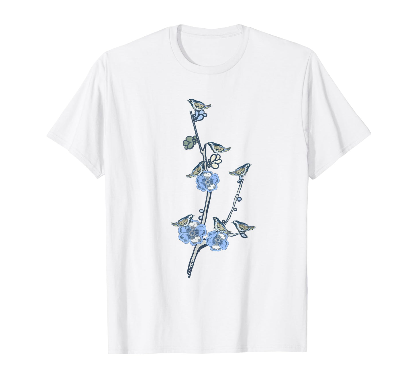 Chinoiserie Blue bird And flowers Chinoiserie Design T-Shirt