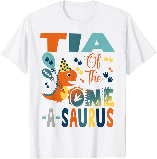 Tia Of The One-A-Saurus 2Nd Birthday Dinosaur Party T-Shirt